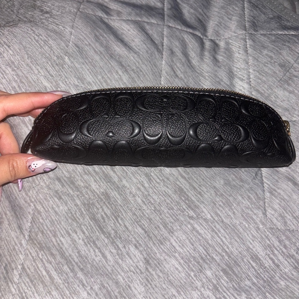 Coach Black Embossed pencil case